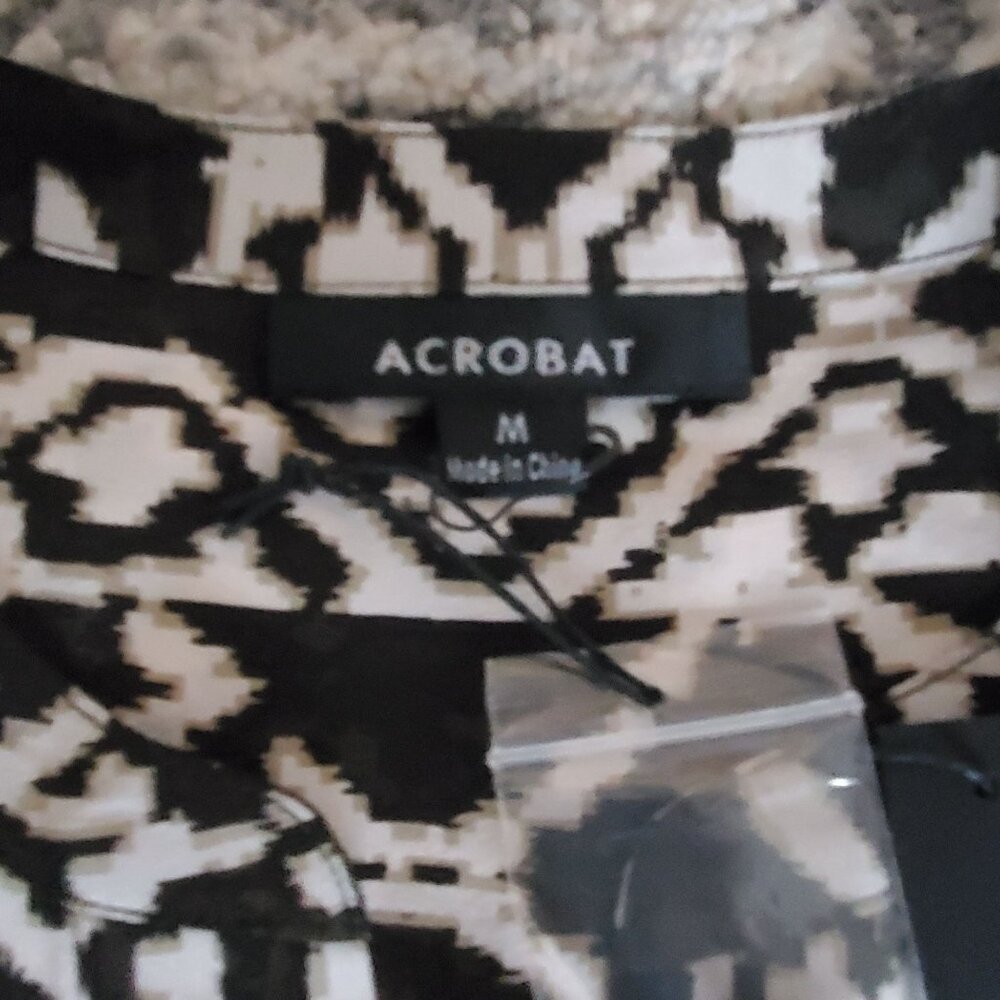 Acrobat Women's 100% Silk Sleeveless Black/White Print Tunic Dress‎ Size Medium - Picture 6 of 10